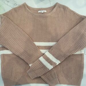 PacSun Women's Brown and White Striped Sweater